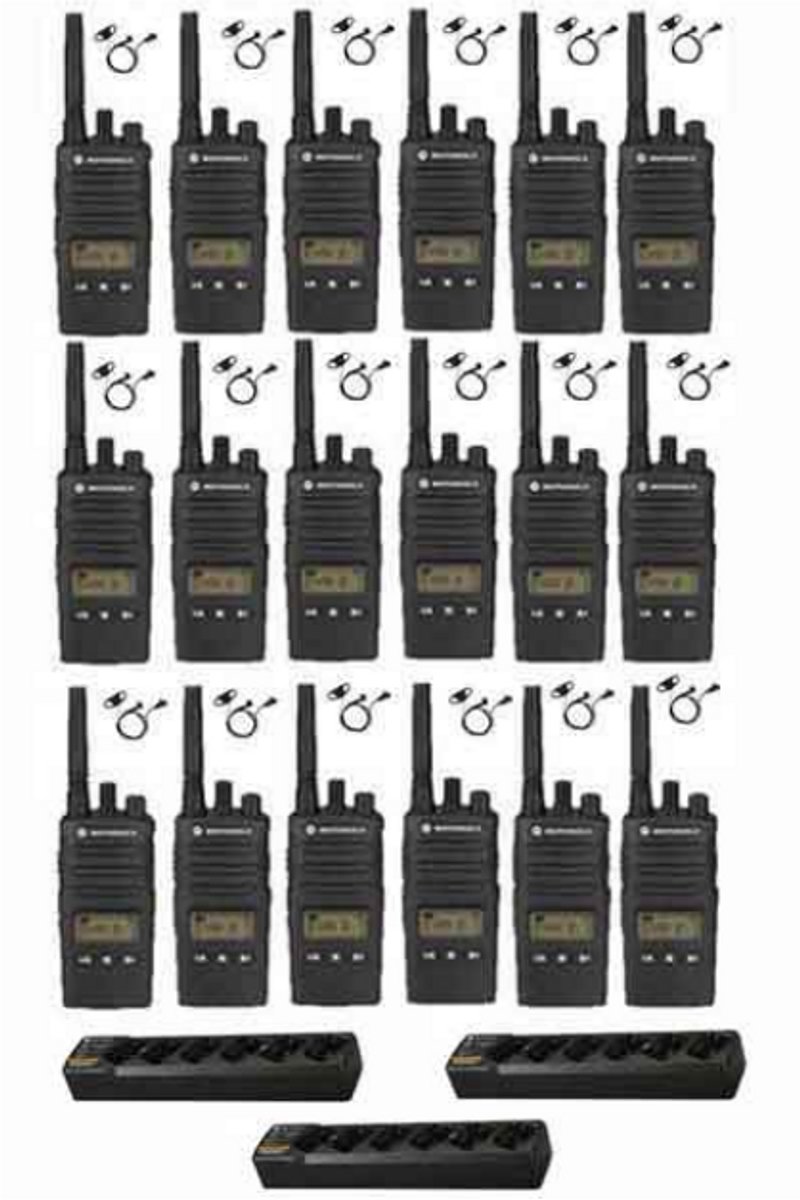 Set van 18 Motorola XT460 IP55 PMR446 Portofoon met D-shape oortje en 3 multiladers