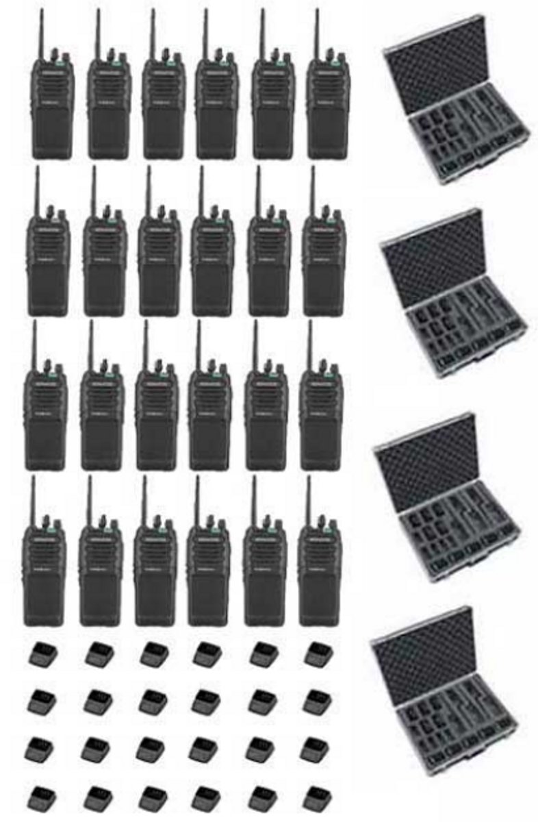 Set van 24 Kenwood TK-3701D IP55 Portofoon met tafellader en koffer