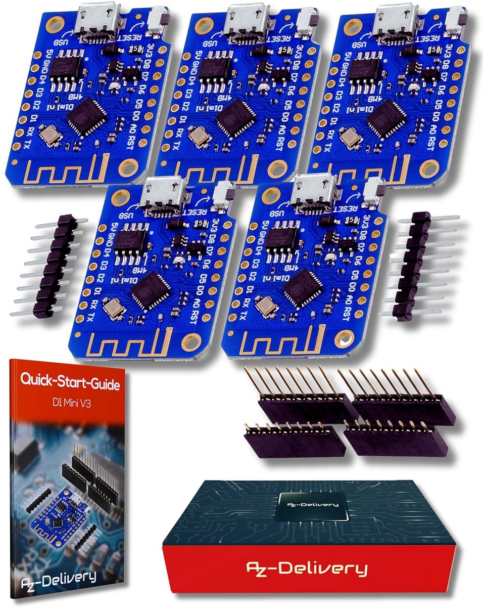 5 stuks D1 Mini V3 Microcontroller WiFi Module voor Arduino Projecten + Gratis E-Book