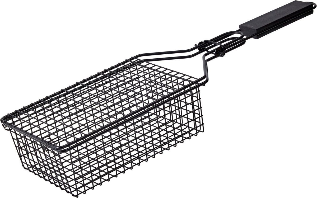 Cookinglife BBQ Grillmand Fire & Flavour - Grill Basket - Metaal Non-Stick - Zwart - Ovenbestendig - 37 x 14 x 9 cm