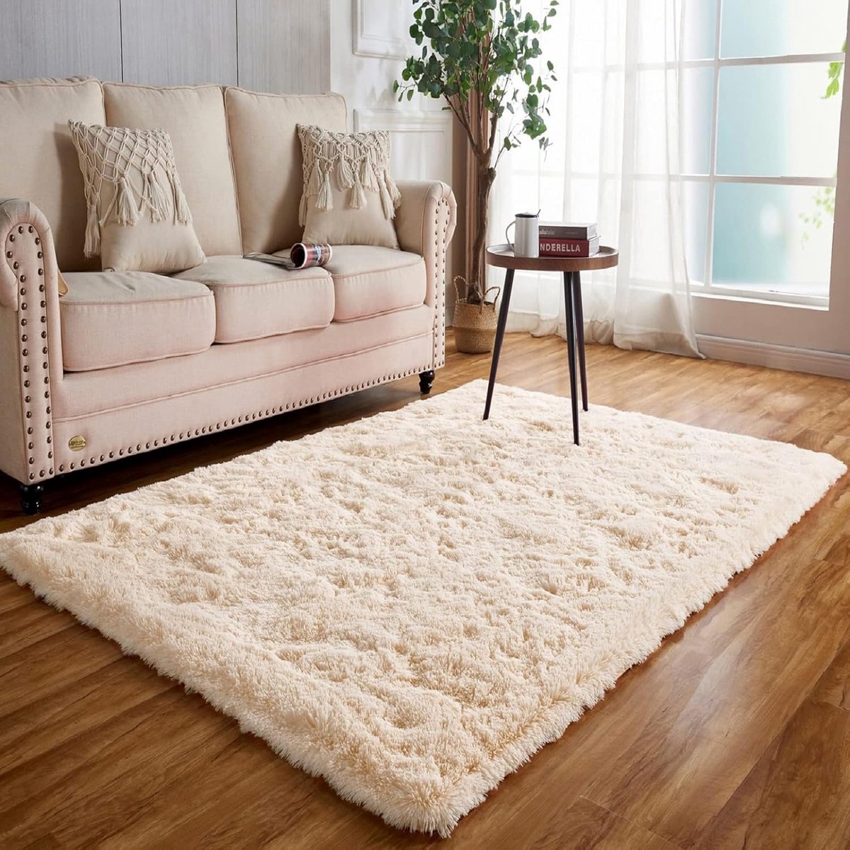 Hoogpolig Vloerkleed - Zacht Pluizig Tapijt - Woonkamer Decoratie - Anti-Slip Onderkant -