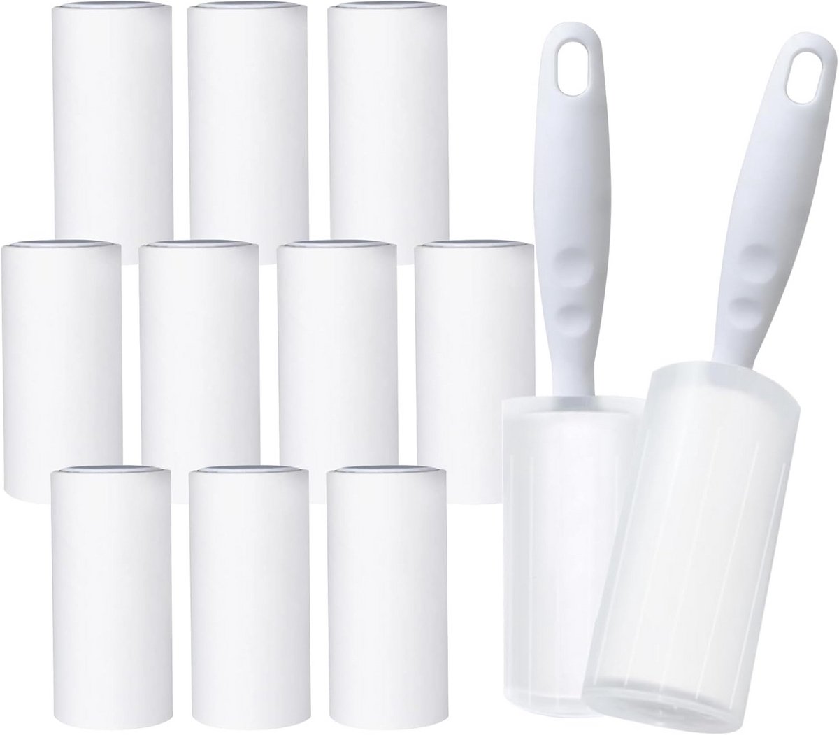 Set Pluisrollers met 12 Extra Kleverige Rollen en Stofhoezen