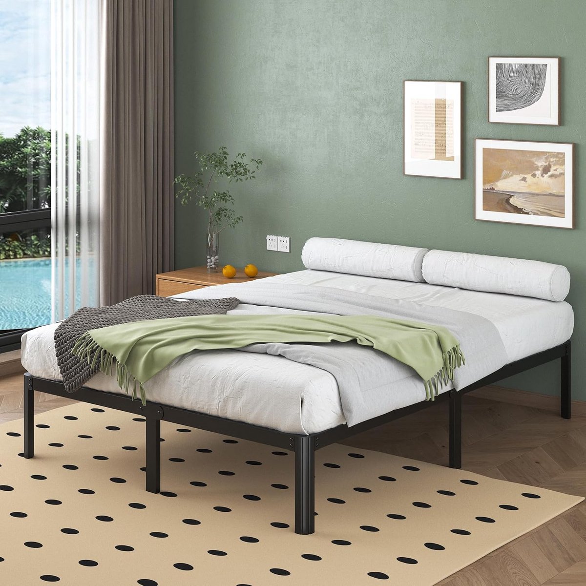 Metalen Bedframe 140x190 cm met Lattenbodem en Opbergruimte, Zwart, Stabiel