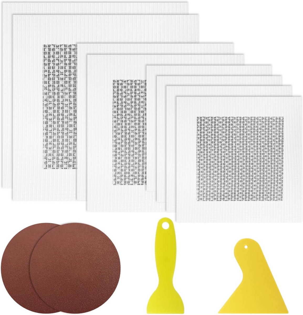 12x Aluminium Gaas Reparatiepatches voor Gipsplaat - Zelfklevende Set voor Muur- en Plafondgaten