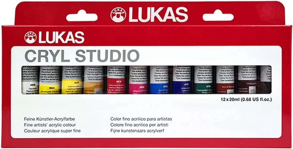 12 x 20 ml cryl studio acrylverfset - premium kwaliteit