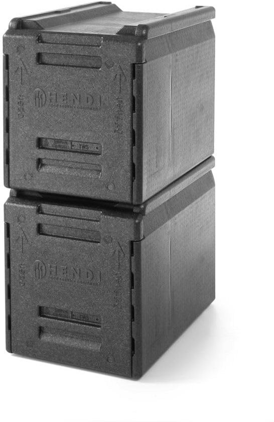 Thermobox 66L 5 Vakken 65mm Tussengids GN 1/1 Koelbox Isolatiebox Afneembare Deur Extra Hoge Stapelranden Geschikt voor Euro Pallets 600x400x(H)490mm HDPE — afbeelding 4