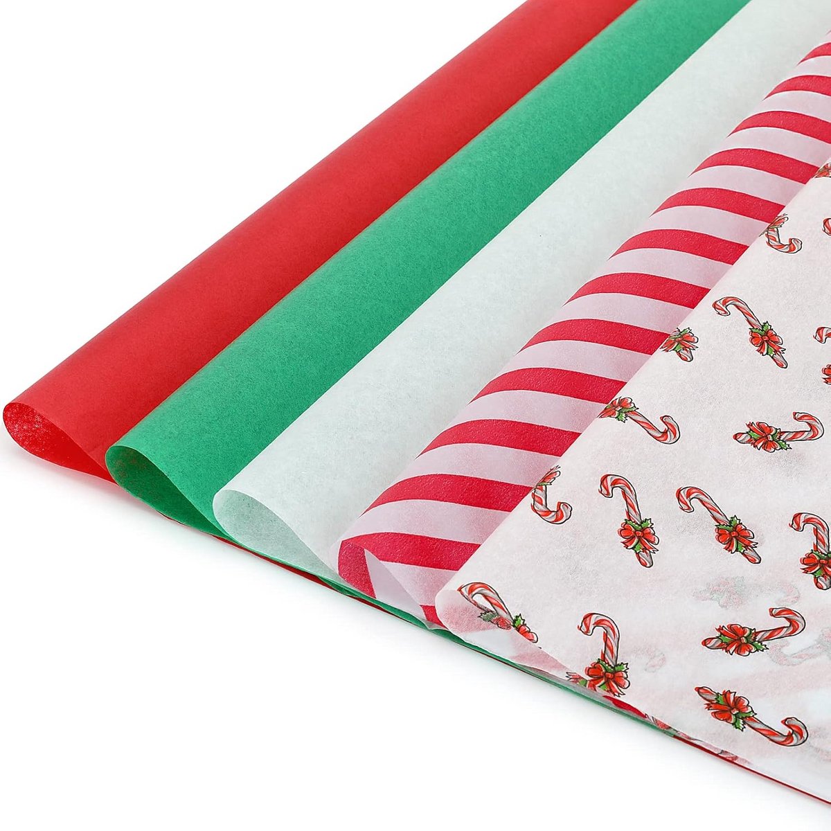 120 Vellen Kerst Tissue Papier voor Cadeauverpakking en Inpakken, Rood Groen Wit Thema