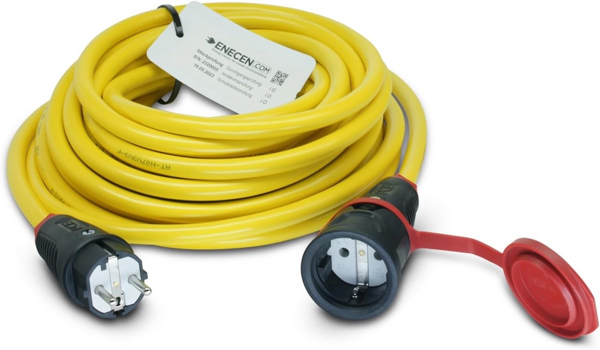 Professionele Verlengkabel 25 Meter 230V/16A IP44 Geel - Koudbestendig PVC voor Buiten en Bouwplaats