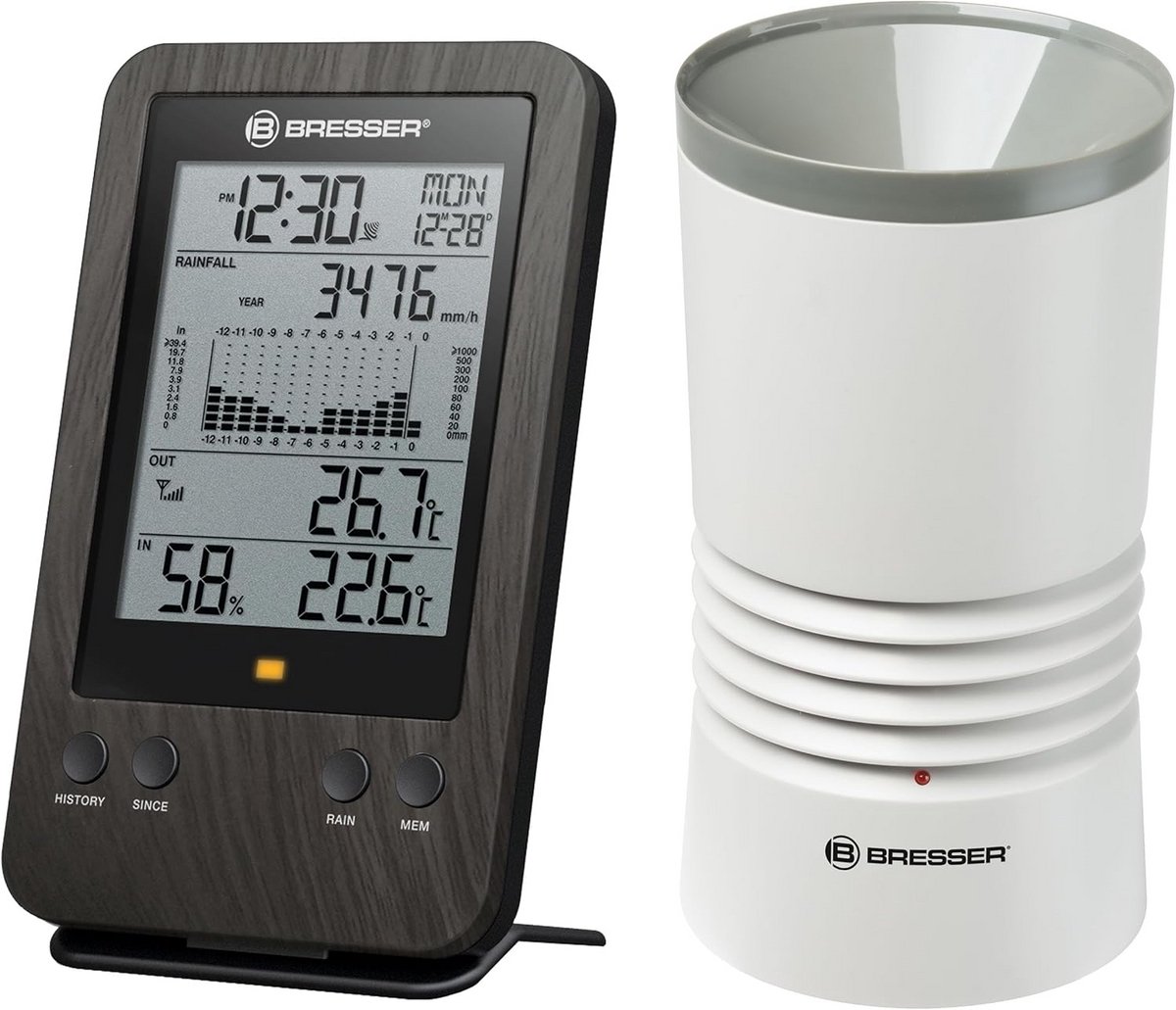 Draadloos Weerstation met Regenmeter, Binnen/Buiten Temperatuur en Grafieken