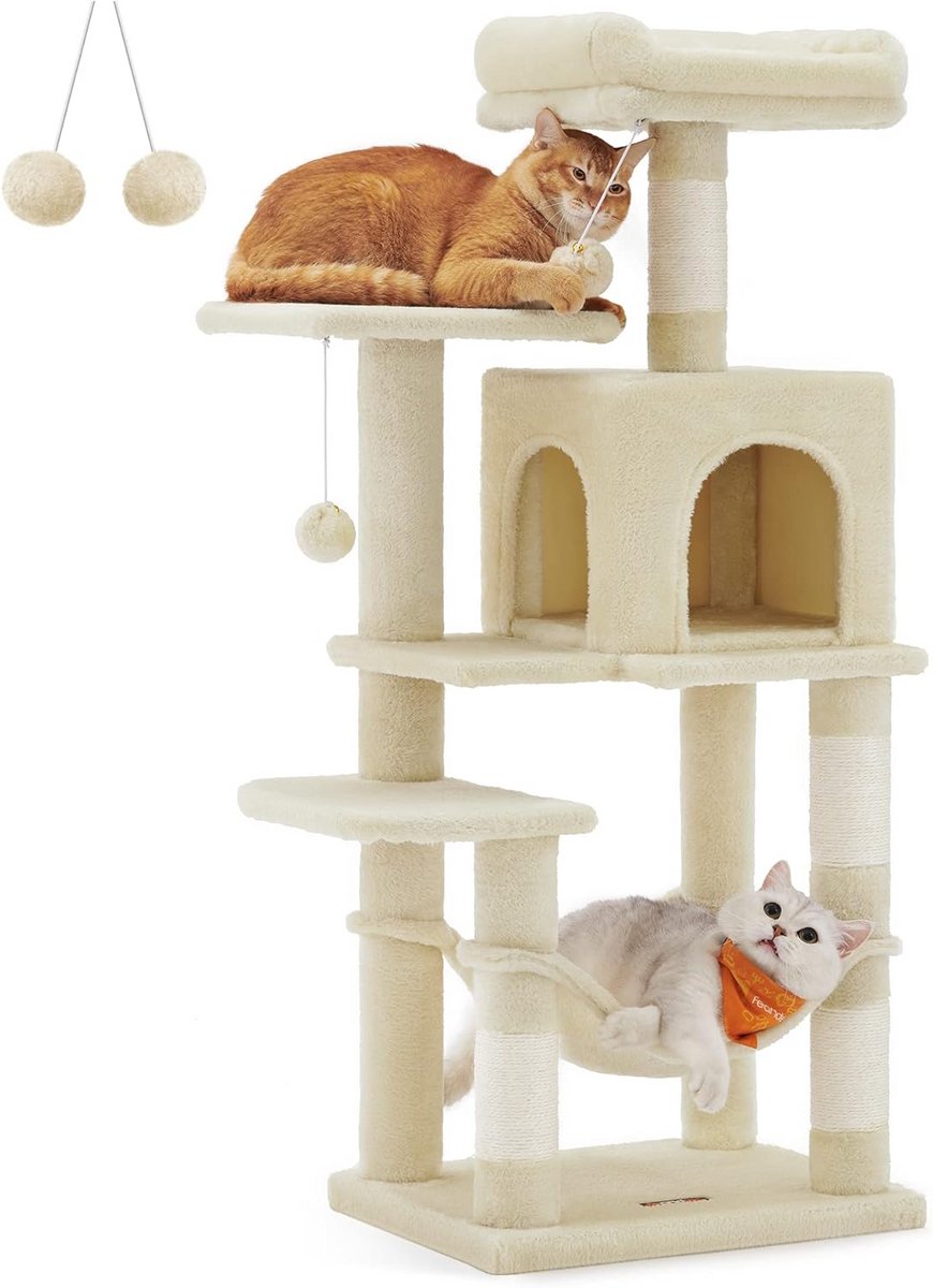 Grote Krabpaal 112 cm Hoog met Hangmat, Cave en 4 Krabpalen