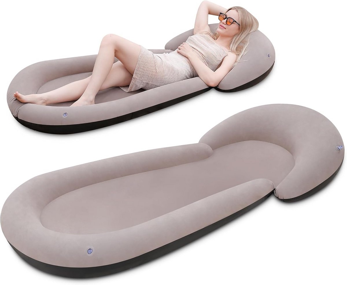 Luxe Opblaasbare Strandmat met Kussen en Rand – Comfortabele Luchtbed voor Strand of Tuin