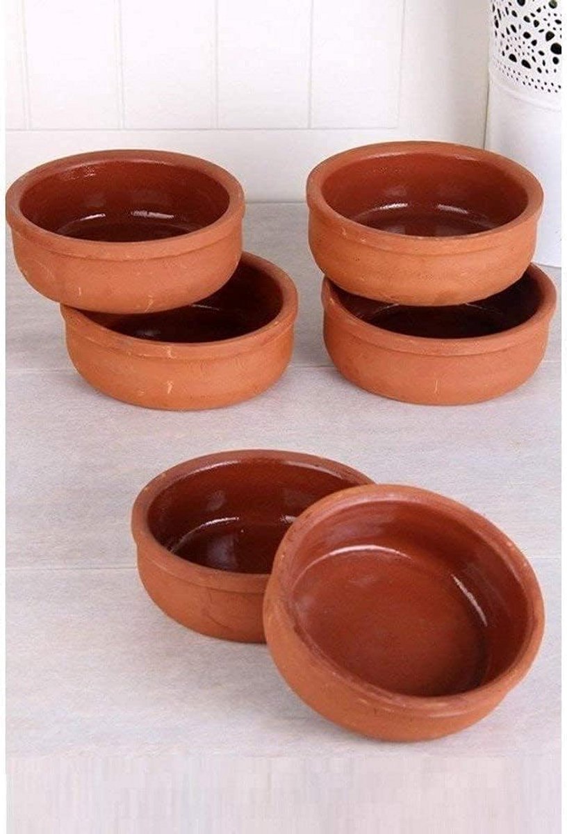 Set van 6 Mini Kleipotten - Ideaal voor Desserts en Maaltijden - Turks Aardewerk Kookgerei