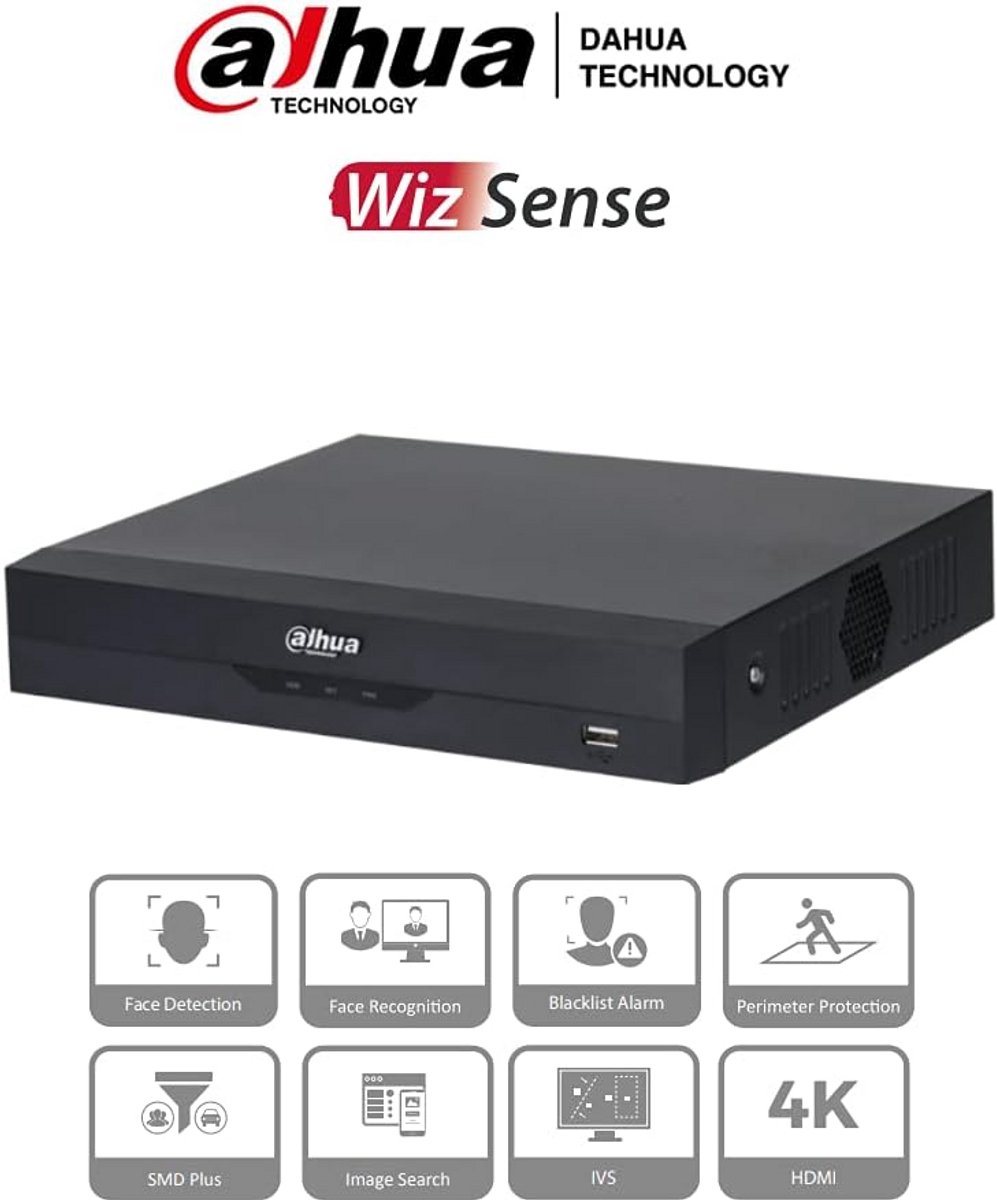 4-Kanaals NVR met PoE en AI voor 4K Ultra HD Beveiligingscamera's