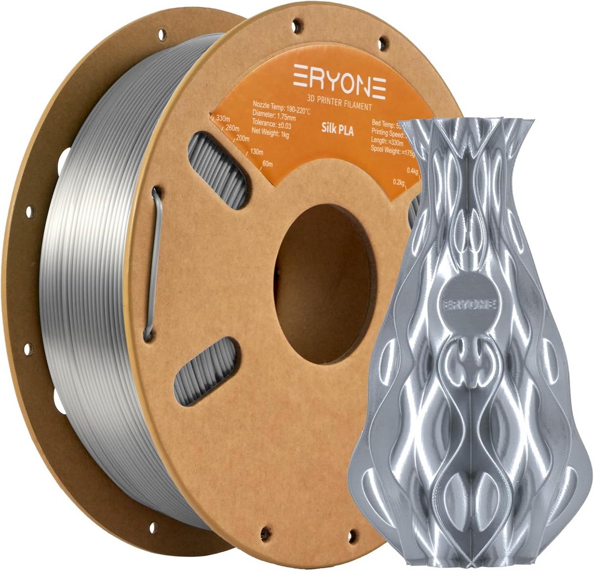 Zijdeachtig PLA Filament 1.75mm Zilver Kleur - 1kg Spoel voor 3D Printer