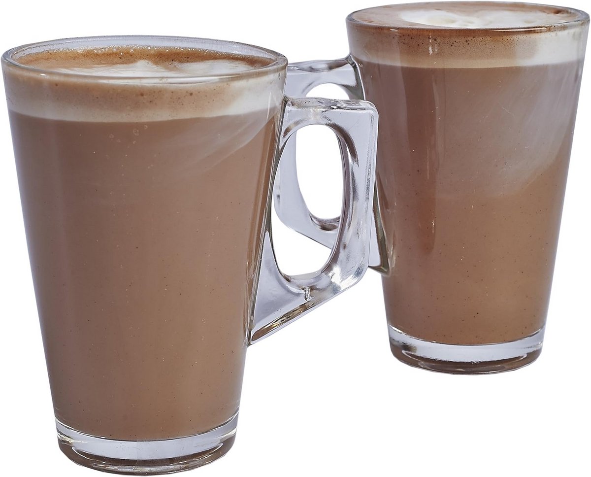 Set van 12 Glazen Koffiekopjes met Hendel 260 ml - Hittebestendig Drinkglas