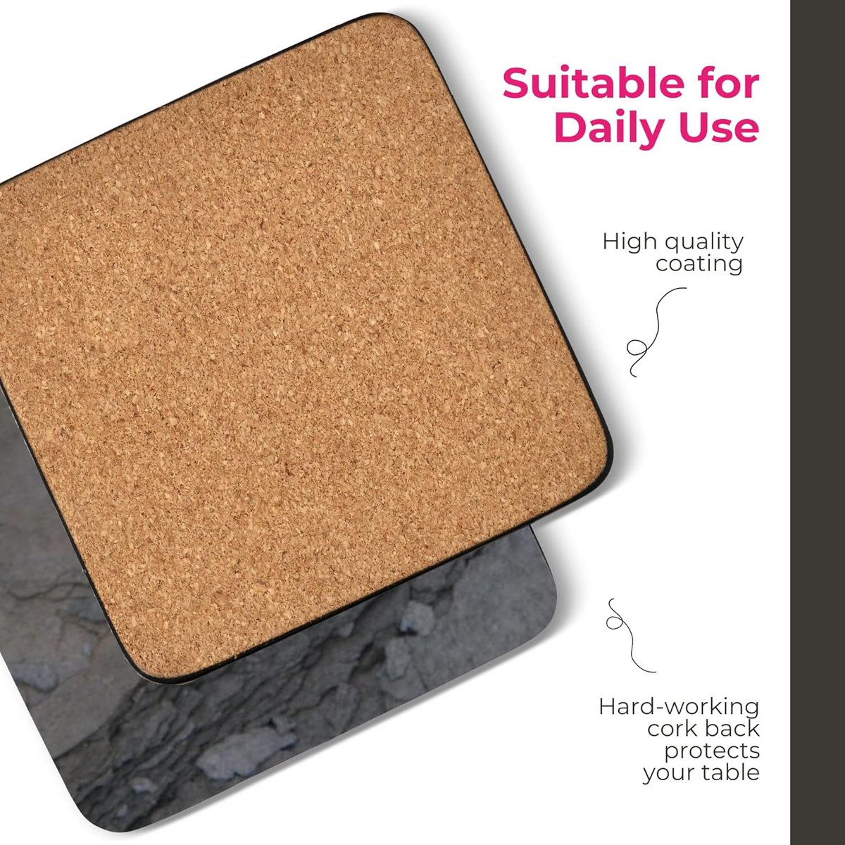 Set van 6 hardboard onderzetters - 10,5 x 10,5 cm - duurzaam lakoppervlak