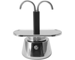RVS Moka Pot Espressomaker voor 2 Personen - Italiaanse Koffiekan voor Onderweg