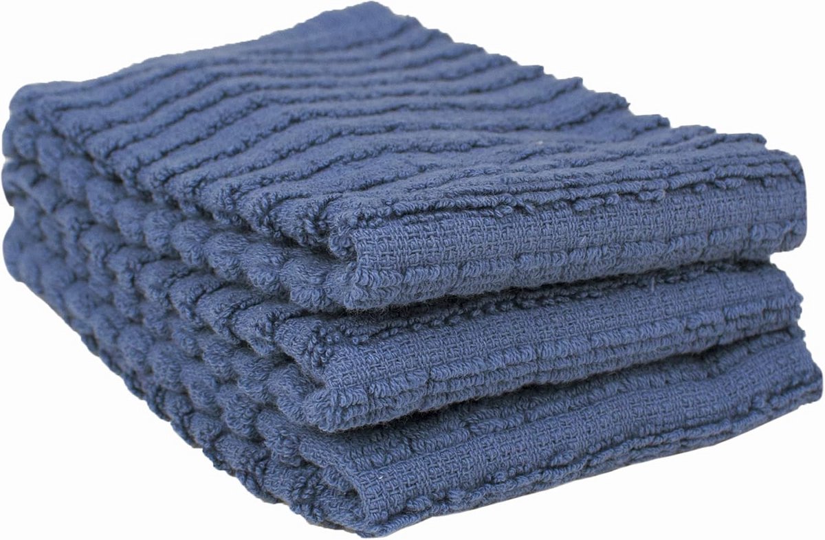 3-delige Keukenschotel Doek Set, Federaal Blauw, Absorberend en Sneldrogend
