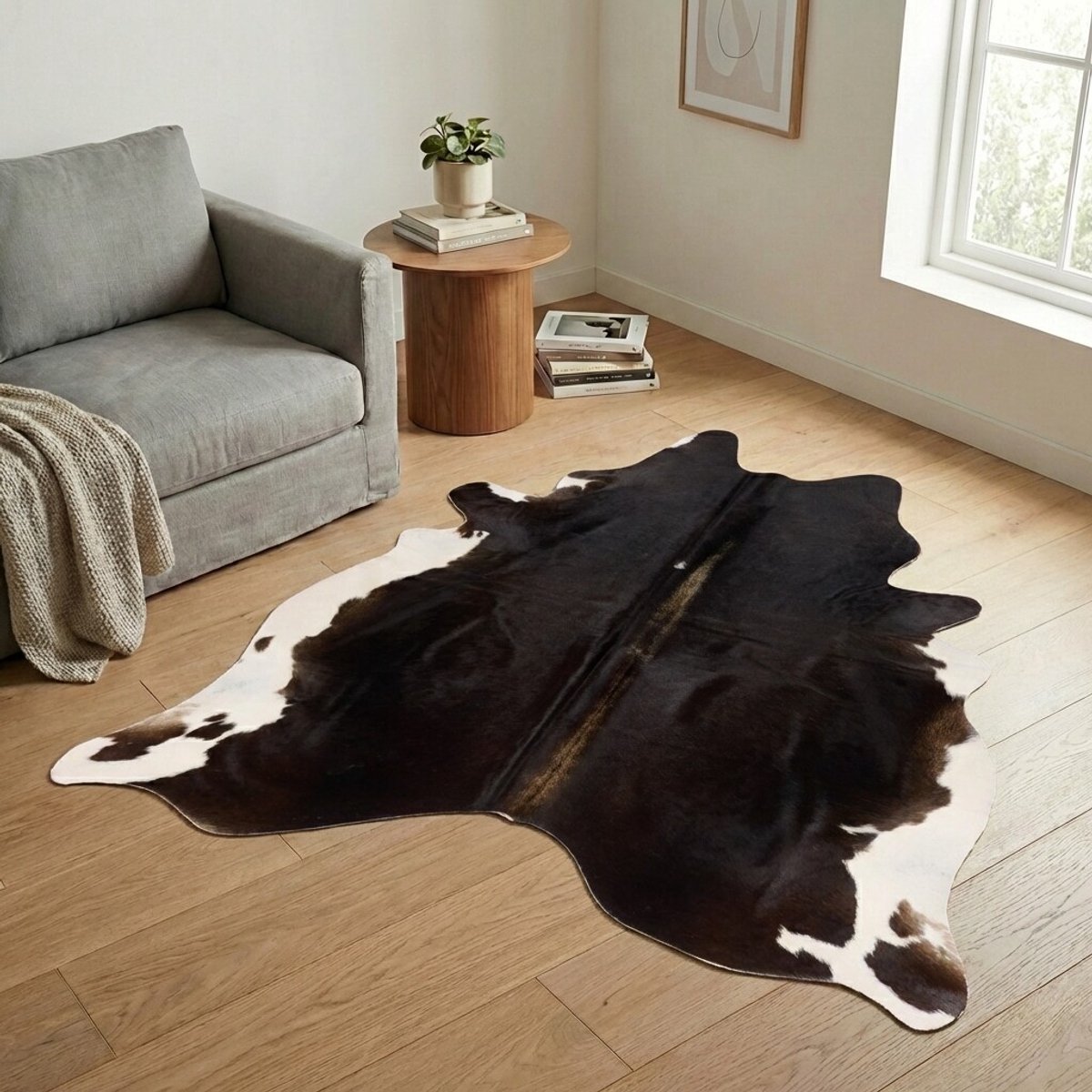 Koeienhuid Vloerkleed - Zwart-wit - 211 x 184 cm - Koeienkleed / Koeienvel / Dierenvel / Dierenhuid / Koehuid Tapijt