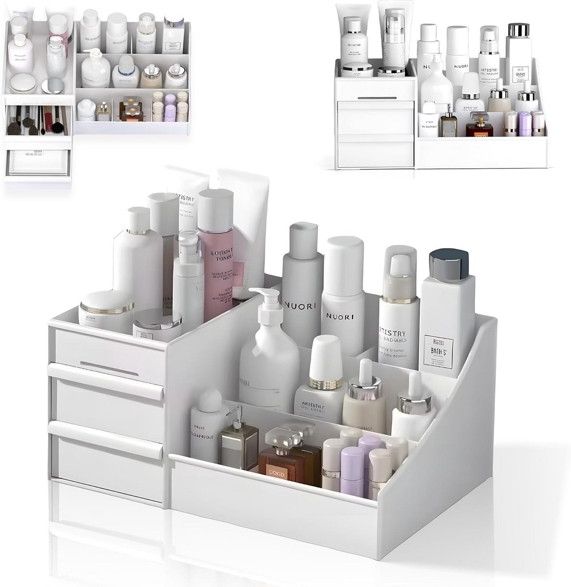 Make-up Organizer met Laden - Slanke Badkamer en IJdelheid Opslag - Huidverzorging en Kantoorbenodigdheden Organizer - Waterdicht en Ruimtebesparend