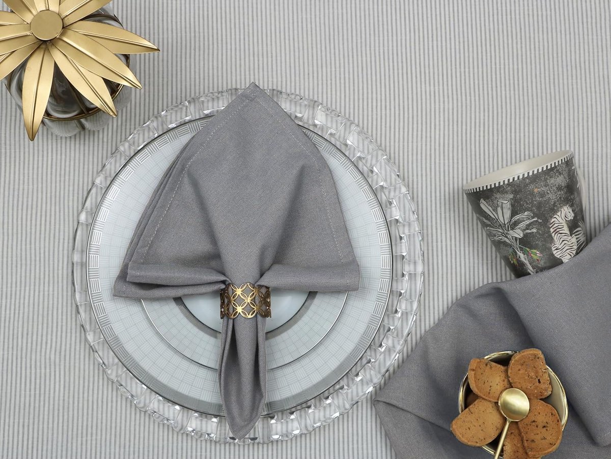 Katoenen stoffen servetten - set van 12 - 46x46cm - 100% katoen - grijze tint