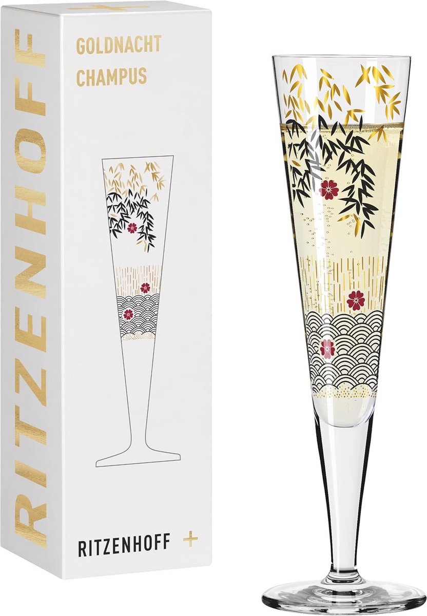 Champagneglas 205 ml met Gouden Decor - Kristalglas Elegante Design