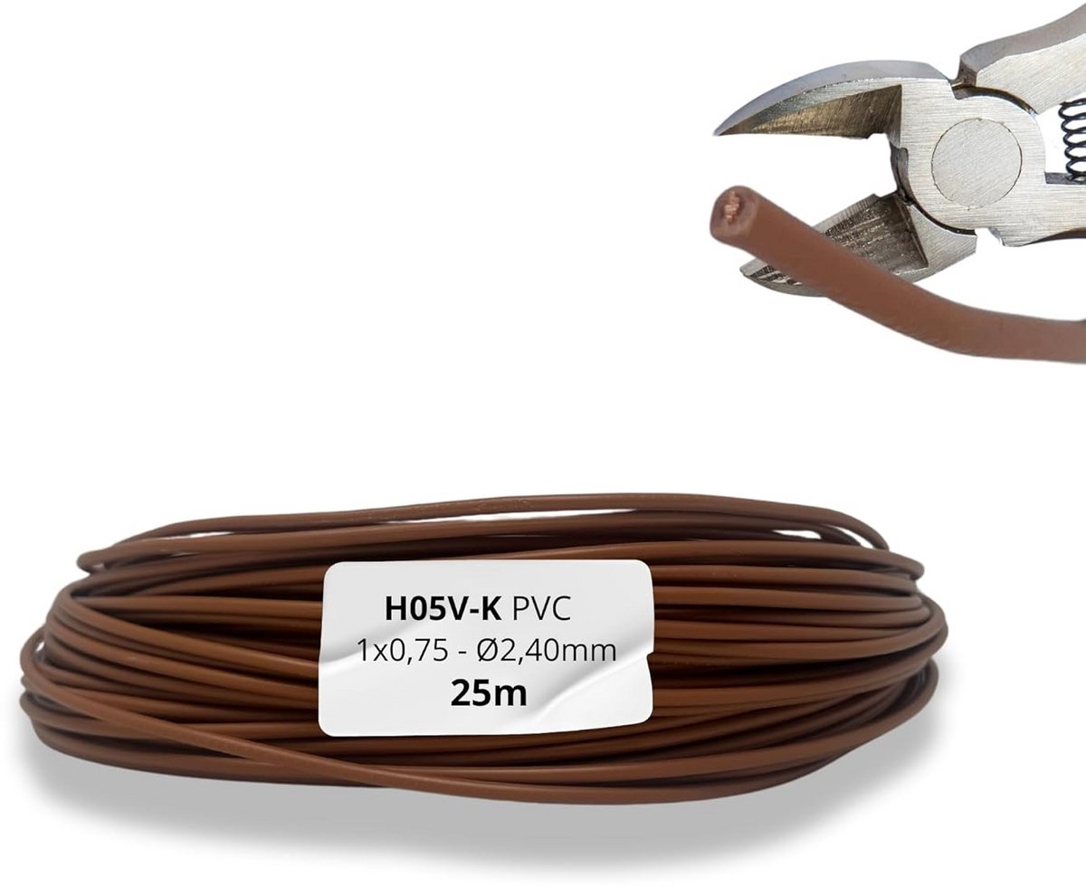 25m Flexibele Enkelpolige Elektriciteitskabel 0.75mm² Bruin - PVC Isolatie