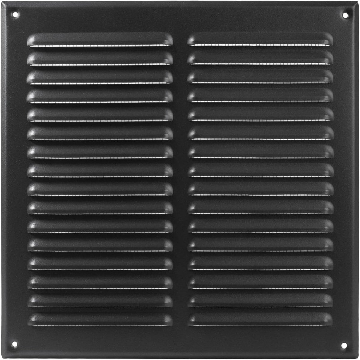 Vierkant Ventilatirooster Zwart Metaal voor Binnen en Buiten - 25x25 cm - Met Insectengaas