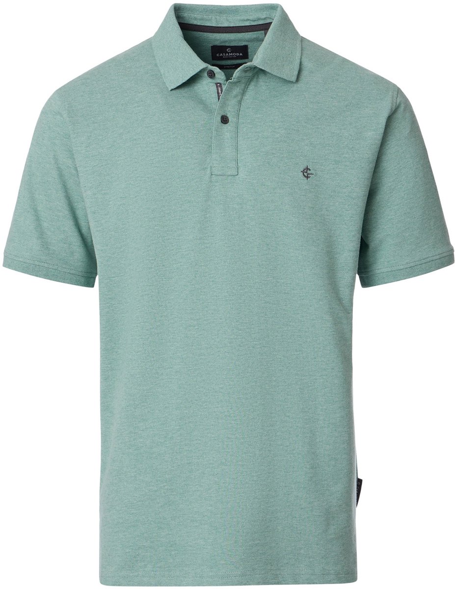 CASAMODA Polo Stretch Melange Groen - Maat L - Heren