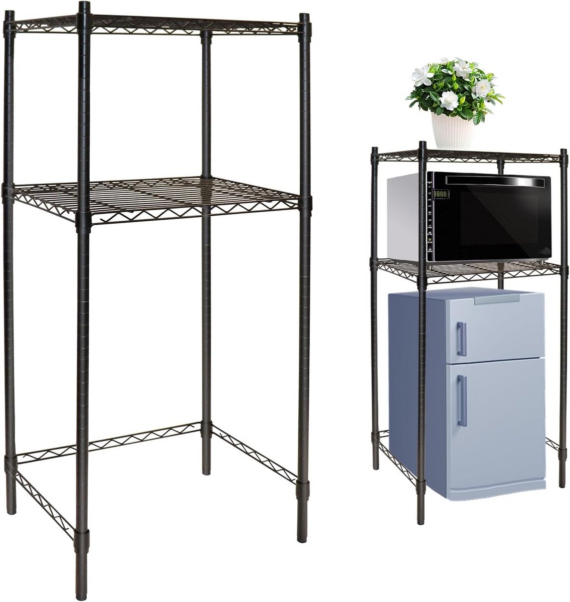 Compacte Opbergplank voor Mini Koelkast en Magnetron - Multifunctionele Organiser voor Keuken, Slaapkamer of Kantoor (Zwart)