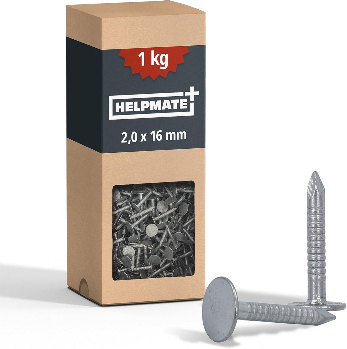 Daknagels Breedkop 2 x 16 mm Verzinkt - 1 KG - Voor Dakleer en Dunne Materialen