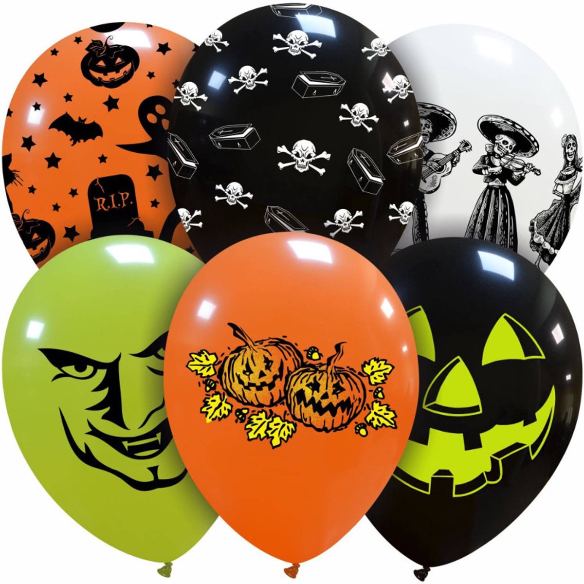 Halloween mixed balloons, 6 stuks