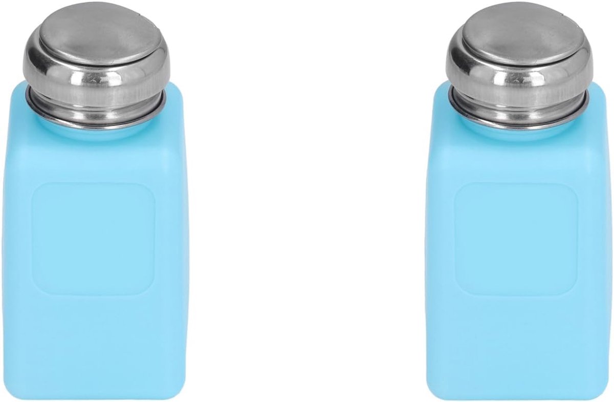 Image of 2 Pieces Solvent Dispenser - Lege Vierkante Fles met RVS Deksel - Druktype - ESD Veilige Antistatische Fles - 200 Ml Capaciteit - Blauw