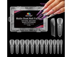 288PCS Clear Matte Dual Nail Forms System - Coffin Nail Mold Tips - Acrylic Stiletto Nail Extension Tools voor Nail Art Salon en Design