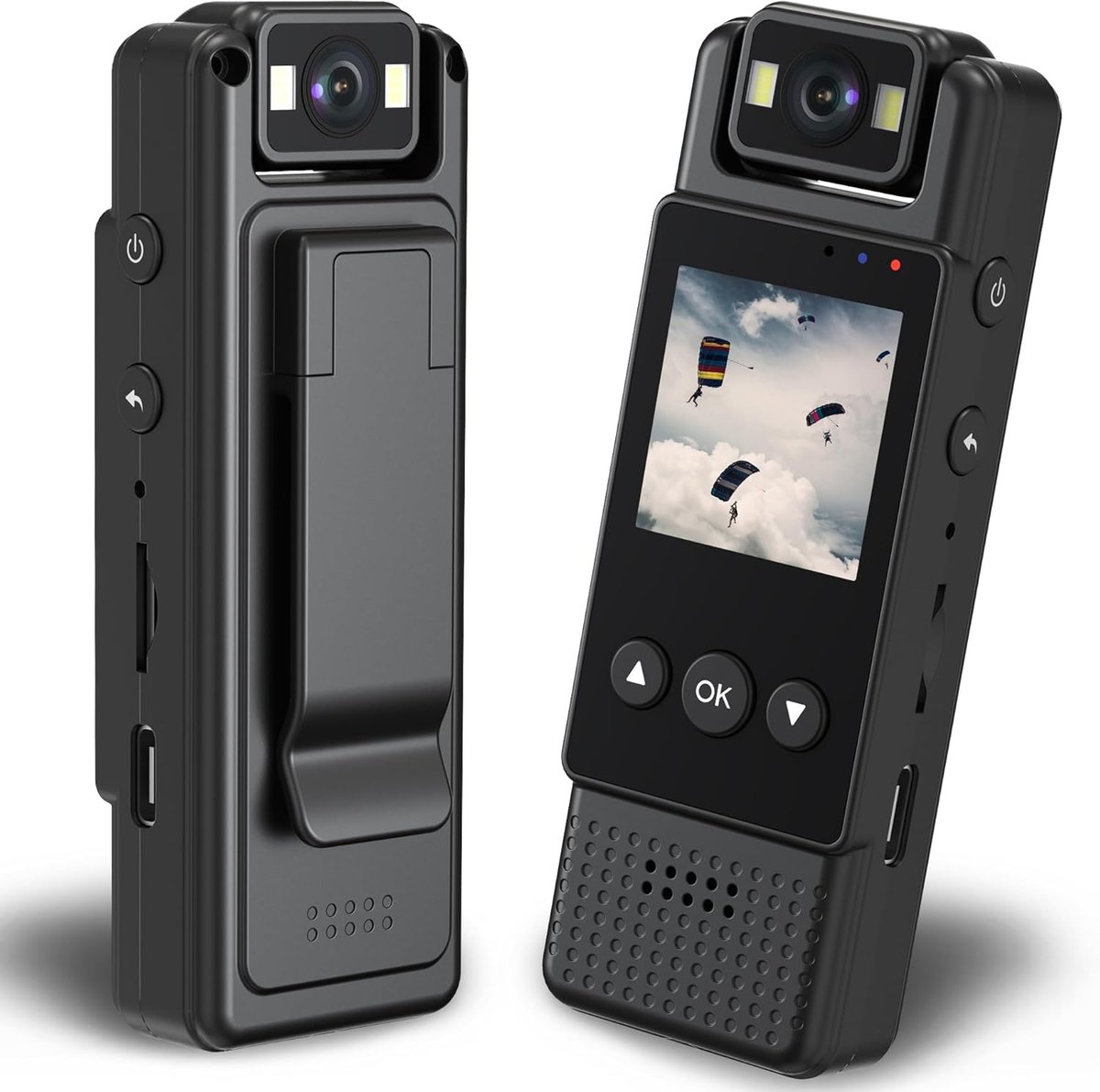 MKSS® Bodycam - Action Cam - Spycam - Bewegingsdetectie - 180º Draaibare Lens - Bodycam Politie - Full HD - Zwart