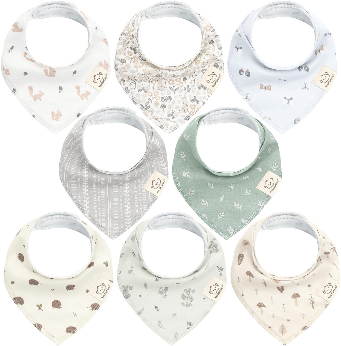 Image of 8-pack babybandana-slabbetjes voor jongens en meisjes - Unisex babybandana-slabbetjes, superabsorberende babybandbetjes, biologische katoenen babyslabbetjes, babybandbetjes voor baby's, kwijlslabbetjes (Prairie)