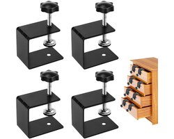 4 x C-klemmen - RVS klem - Schroefklemmen - Hoogwaardig roestvrij staal - 50 mm - Zwart - Voor lassen, timmerwerk, bevestigen, metaalbewerking
