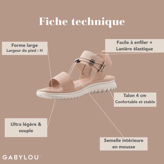 GABYLOU Sandales Pieds Larges Ajustables - Modèle Lou Confortables Pour Été