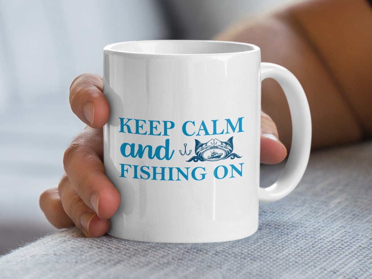 Blijf kalm en vis verder Mok, Visser Mok, Grappige visser cadeau, Visboot Mok, Vis Quote Mok