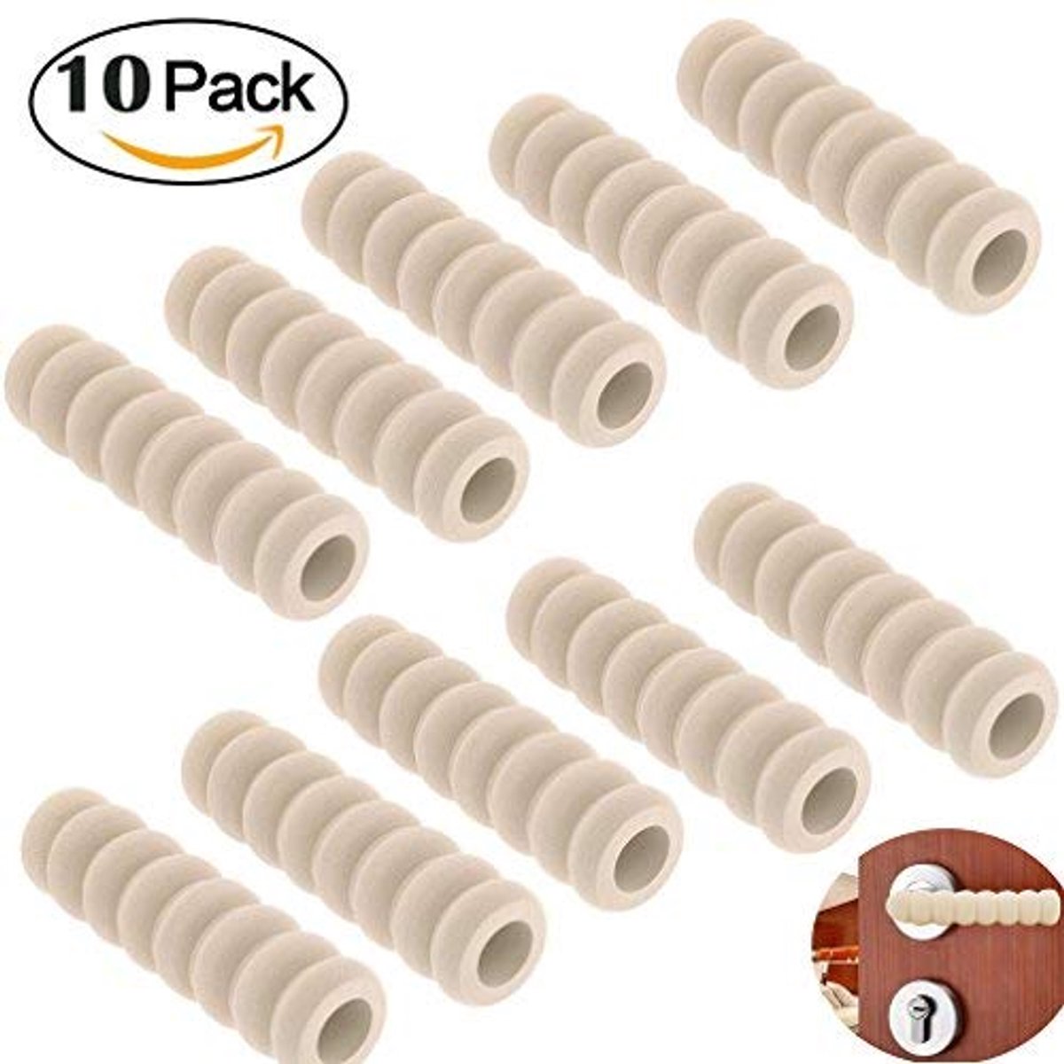 Deurgreepbeschermer 10 stuks Beschermende handgreephoezen Zacht schuim Kind Baby Veiligheid Deurgreepbeschermer Beige kleur