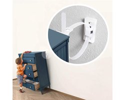 Anti-kantelbeveiliging voor planken, dressoirs en kasten, set van 12, om vast te schroeven, eenvoudig te activeren/deactiveren, geschikt voor kleine kinderen en huisdieren, inclusief pluggen en schroeven, anti-kantelbeveiliging voor meubels