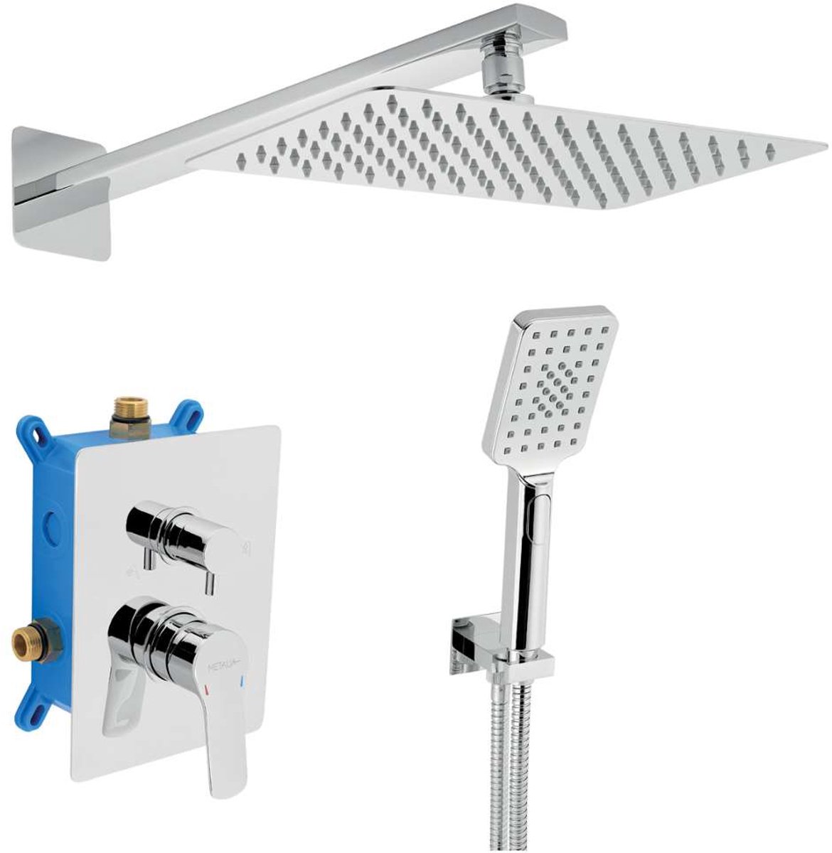 Novaservis Metalia 54 - Doucheset met inbouwkraan, met huis, 30x20 cm, 3 jets, chroom SADA54051R,0