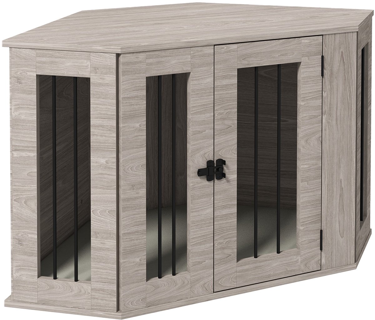 Merax Hondenbench Walnoot 104x55x63 cm Met Kussen Voor Middelgrote Hond Binnenbench Stijlvol Hondenmeubel Met Riegel