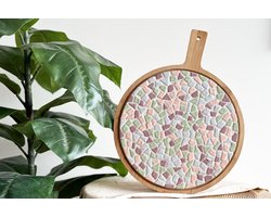 Little Creations DIY pakket - Mozaïek ronde borrelplank pastel - Hobbypakket volwassenen - Knutselpakket voor volwassenen - mozaiek pakket