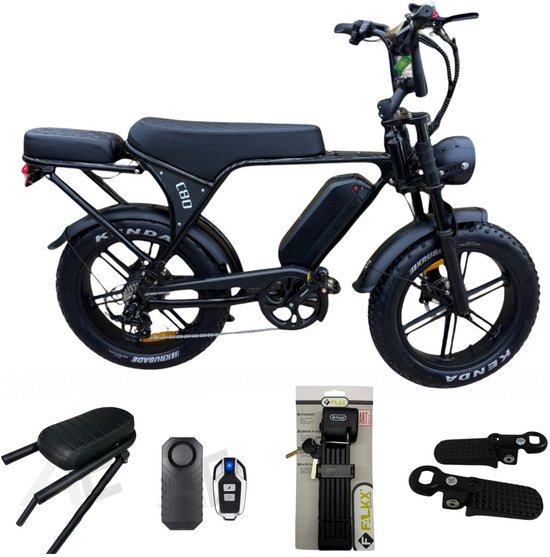 Ouxi C80 V8 6.0 Fatbike Zwart 20″ Breed 250W Elektrische Fiets Hydraulische Remmen 80 km Actieradius