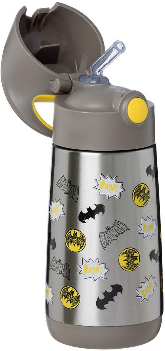 b.box Batman geïsoleerde waterfles voor kinderen - drievoudige wand van roestvrij staal - houdt dranken tot 8 uur koud en tot 6 uur warm - siliconen rietje met vrije doorstroming - drukknopopening - Drinkbekers - draaggreep -Drinkflessen - 350ml van b.box — afbeelding 3