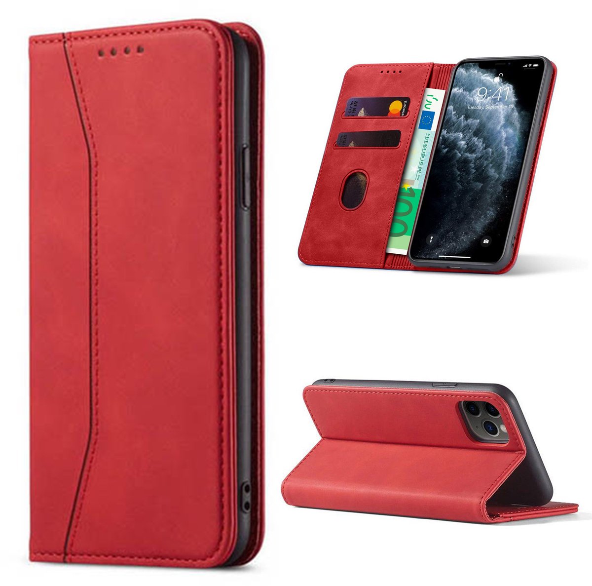 Hoesje geschikt voor iPhone 17 Air - Bookcase - Pasjeshouder - Portemonnee - Kunstleer - Rood