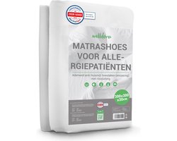 Welldora Premium Anti-Allergie Matrashoes 200x200x20 cm met Rits | Getest Encasing Tegen Huisstofmijt | Oeko-Tex Gecertificeerd | Matras Hoes Wasbaar tot 95°C | Voor Allergieën en gevoelige Huid | Anti-Mijt Beddengoed voor Matrasbescherming