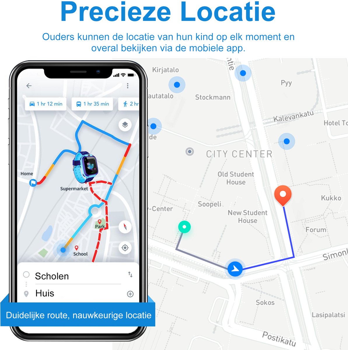 Afbeelding 3 van Kinder Smartwatch - HD Camera met GPS & Bellen - Waterdicht en Real-time Locatie - Geschikt voor Jongens en Meisjes - Blauw - 1.44 inch - 1 Stuk