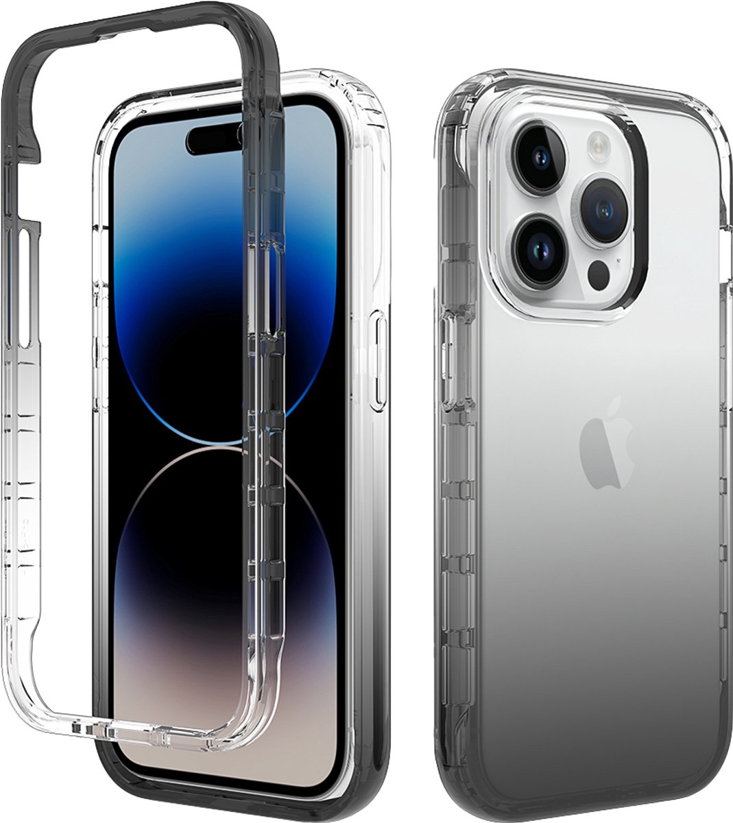 Hoesje geschikt voor iPhone 17 Pro - Full body - 2 delig - Shockproof - Siliconen - TPU - Zwart